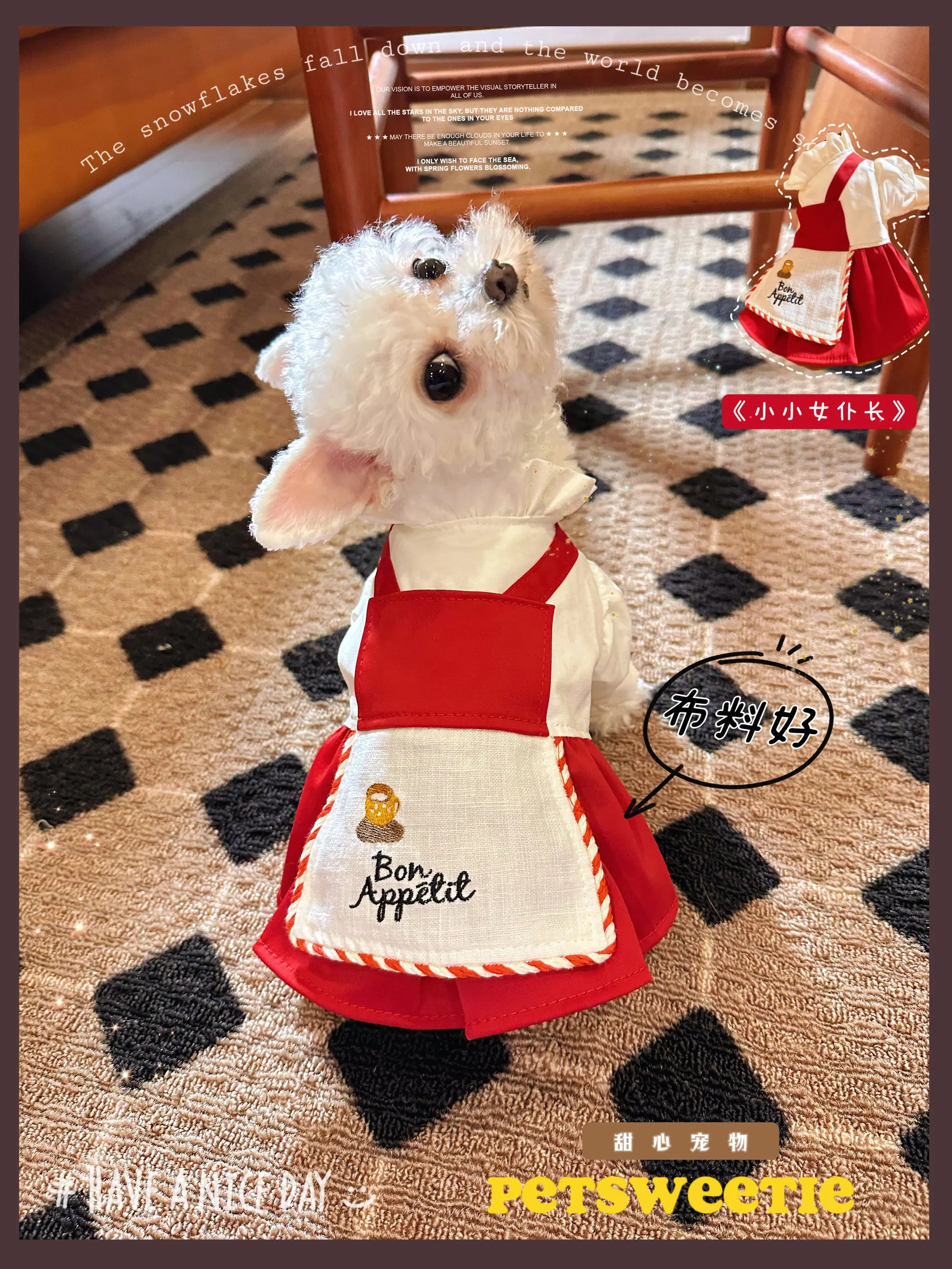 

Pet skirt dog spring and summer red dress body Teddy Marzies