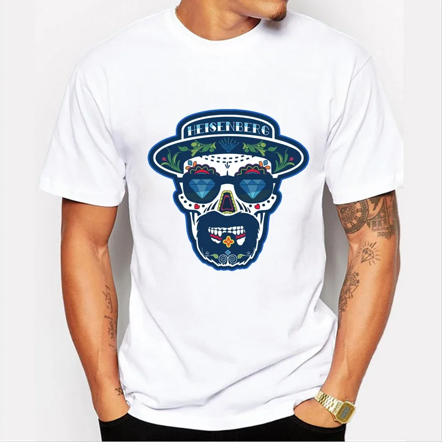 أحدث الرجال أزياء كسر سيئة تي شيرت هايزنبرغ Iam denger الرجعية المطبوعة محب قمم قصيرة الأكمام عارضة المحملة