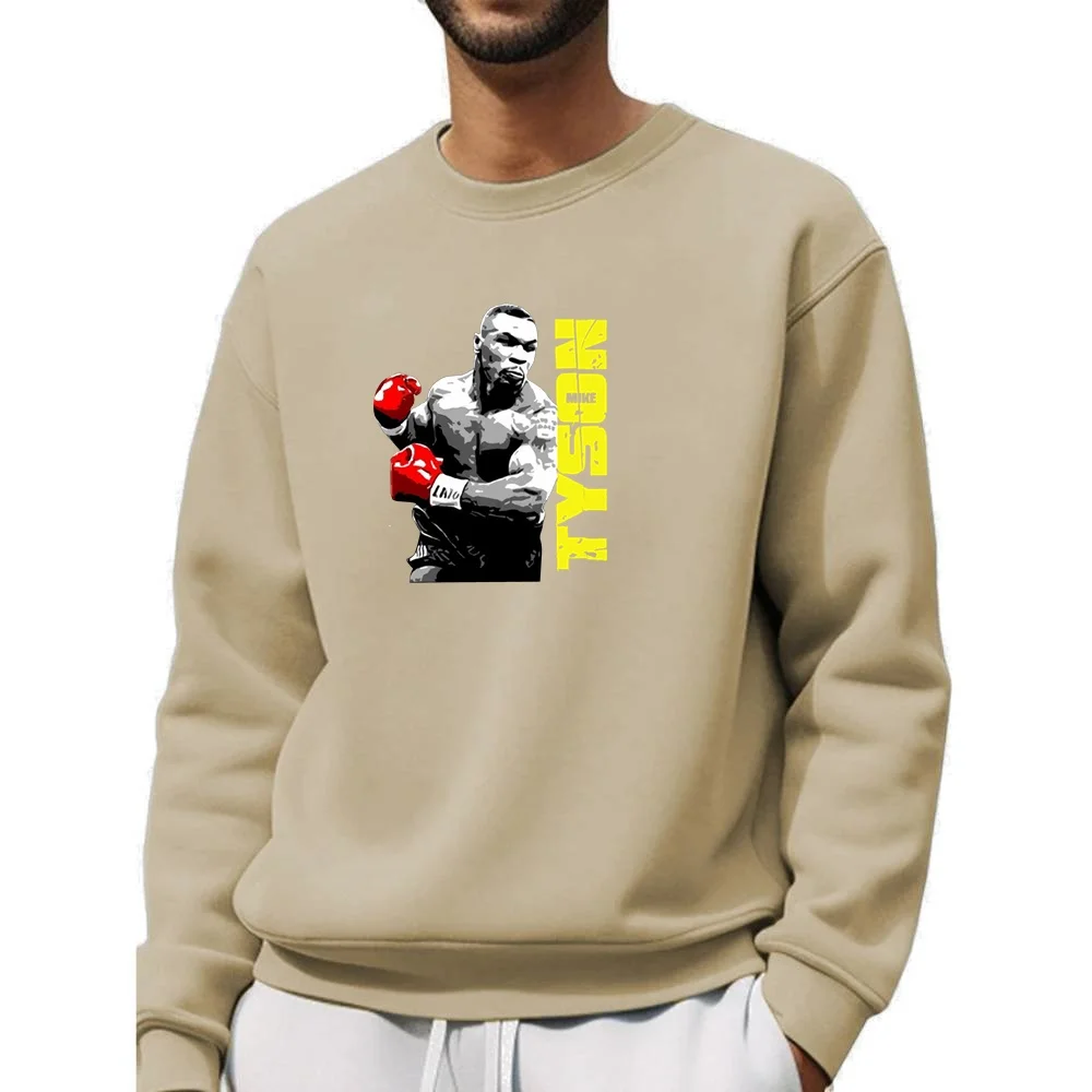 Felpa con cappuccio da uomo da boxe retrò abbigliamento sportivo Cardigan girocollo Mike Tyson boxe uomo maglione in pile Pullover SPORTWEAR S-XXXL