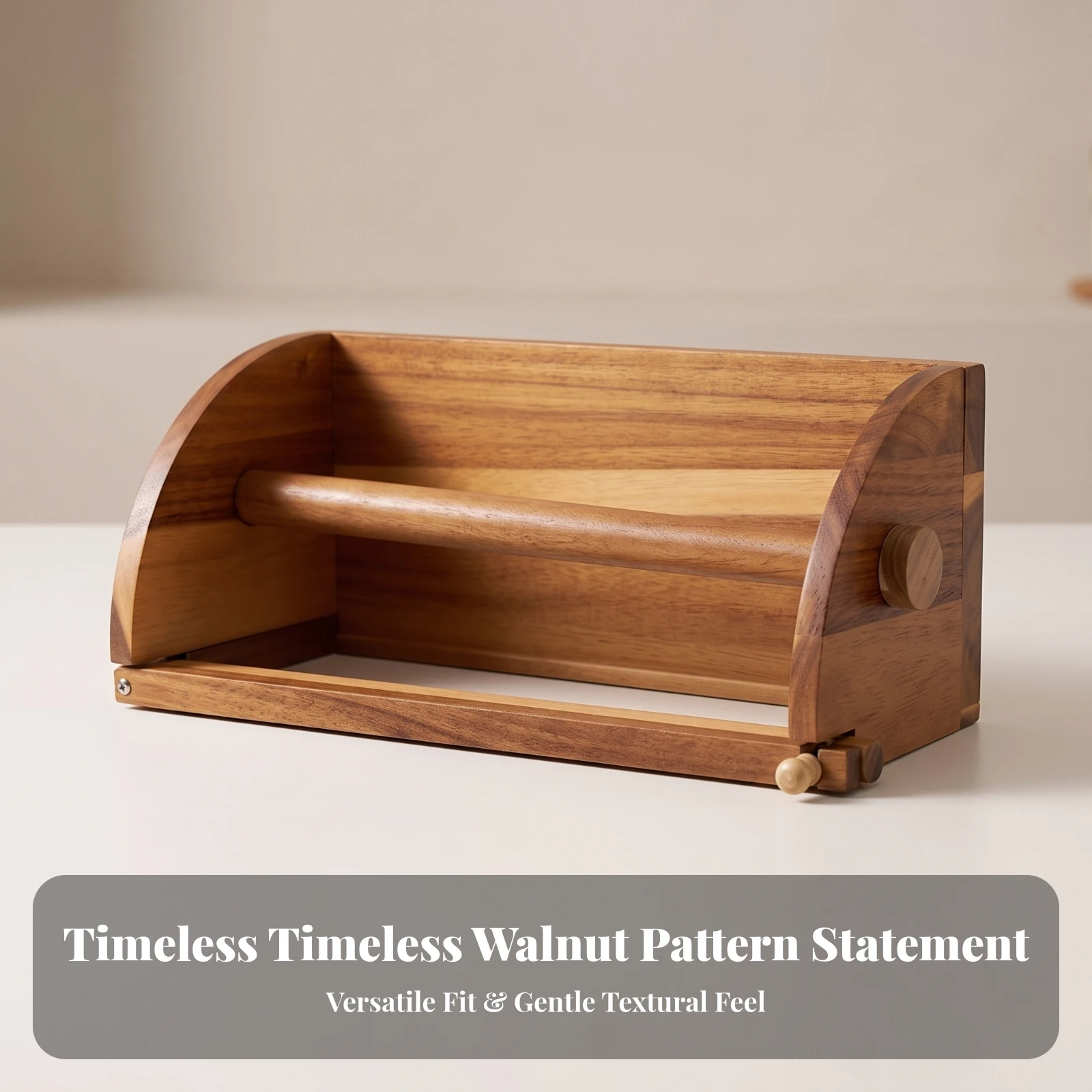 Wooden Paper Towel Holder Wall-Mounted Paper Towel Holder with Tension Knob One-Handed Dispensing Natural Wood for Kitchen