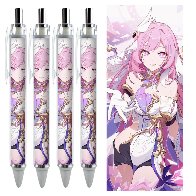 2/4PCS Honkai Impact 3 Elysia Fu Hua Gel Pens Anime Game Kawaii Girls Pattern Stationery Premium Caneta Writing School Supplies