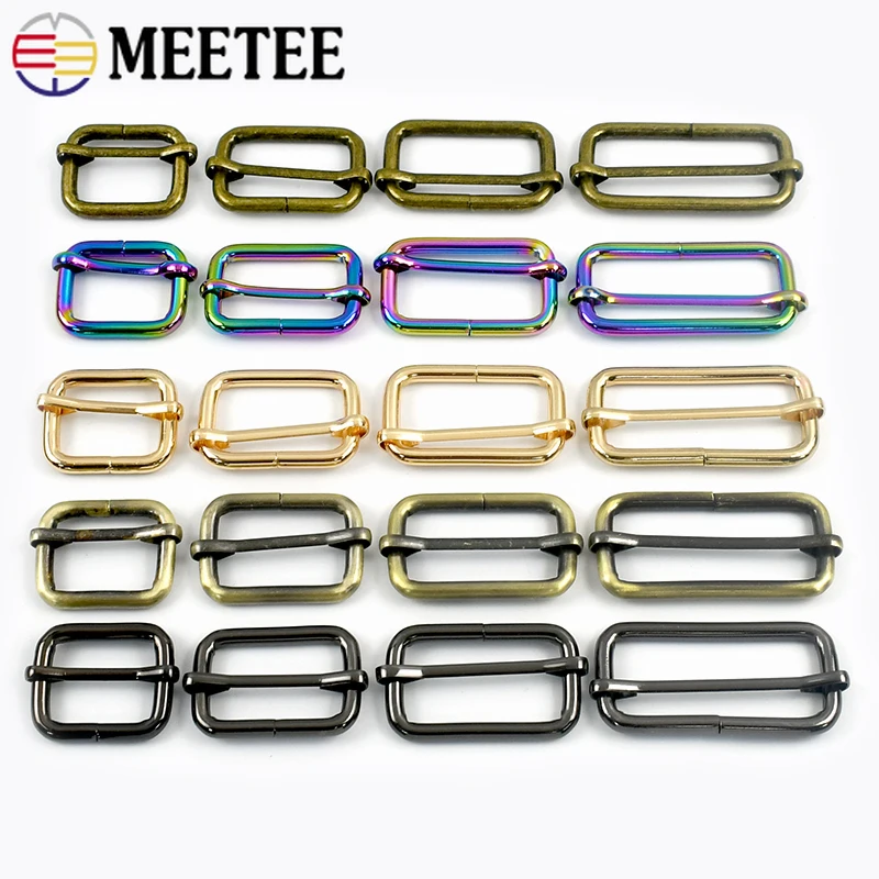 

10Pcs 13-50mm Metal Tri-Glide Buckles Roller Pin Clasp Webbing Belt Slider Adjuster Hook Bag Strap Carabiner Crafts Accessories