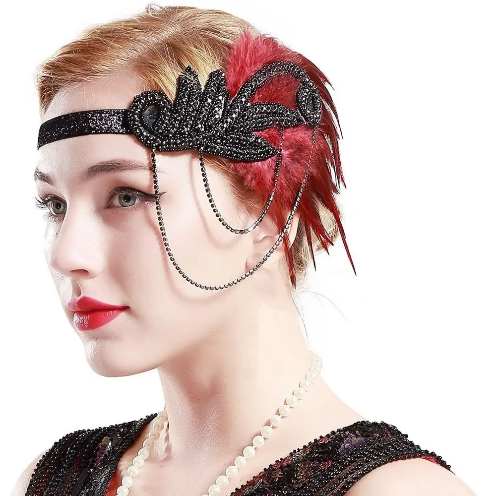 メイクアップパーティー タッセル マスカレードパーティー ヘアアクセサリー フェザーヘッドウェア スパンコールヘアバンド 韓国風ヘッドバンド