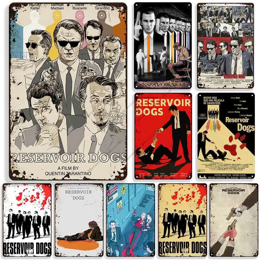 Reservoir Dogs Movie Metal Plate Classic Metal Poster Decorative Plate Metal Plaque Bar Garage  Tin Sign Industrial Decor