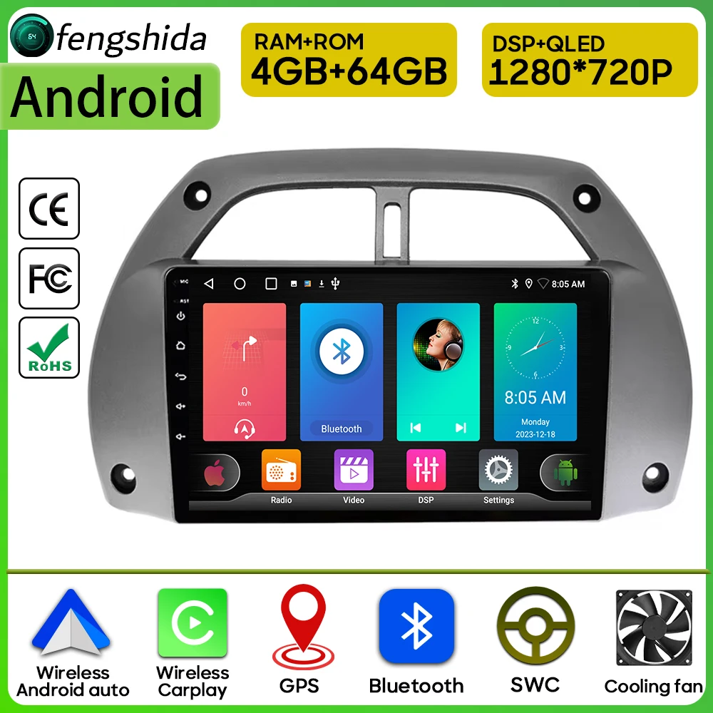 

Car Radio Carplay For Toyota RAV4 Rav 4 2001-2006 Navigation GPS Android Auto Multimedia Player Autoradio Stereo 4G Wifi No 2din