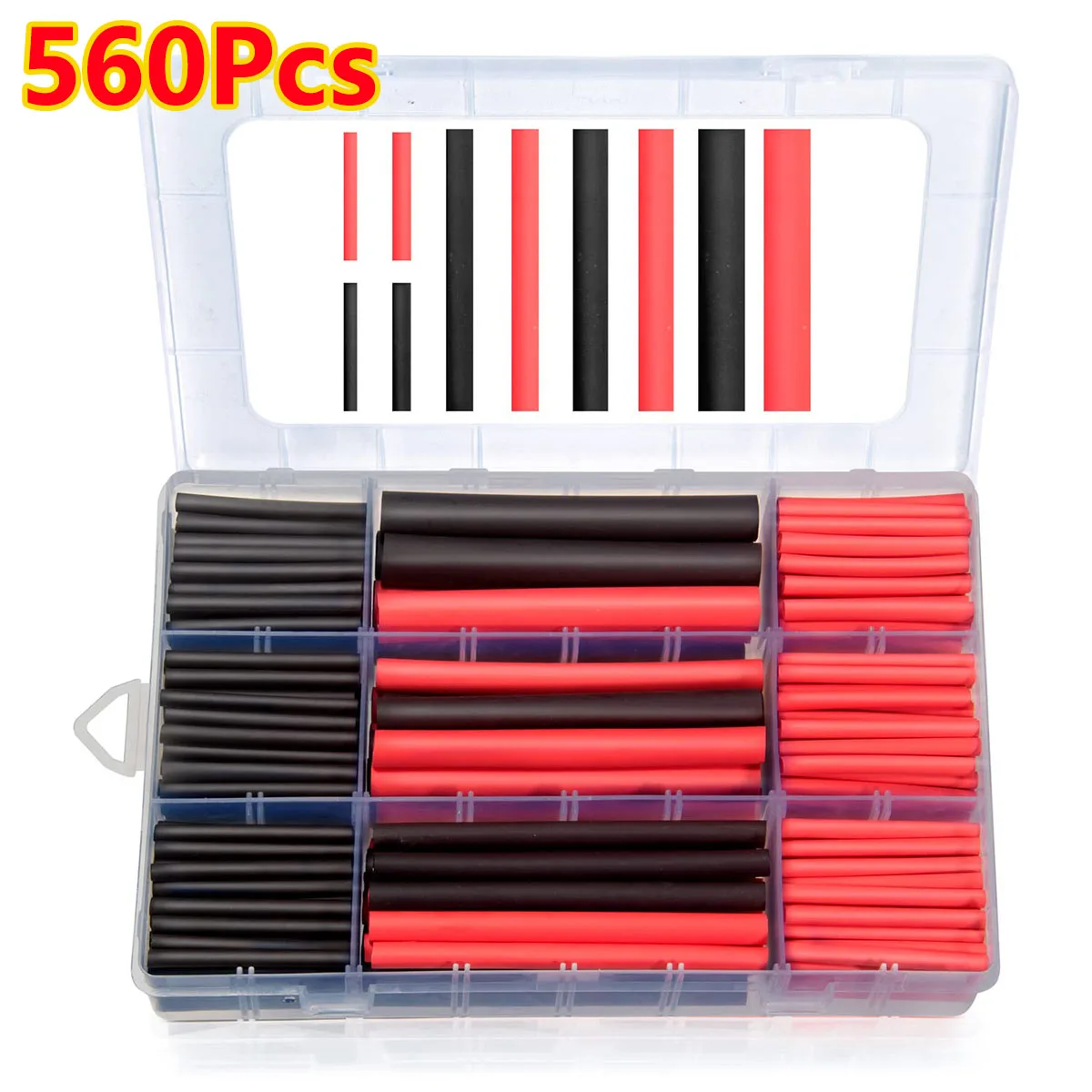560Pcs Heat Shrink Tubing Insulation Shrinkable Tubes Assortment Electronic Polyolefin Wire Cable Sleeve Kit Insulating Tube DIY