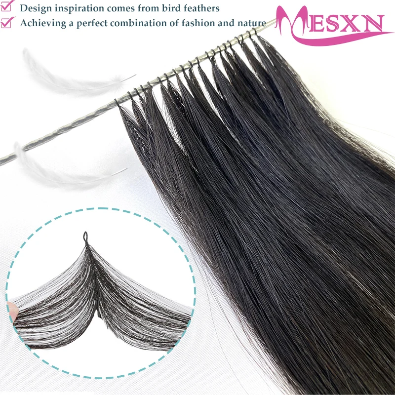 MESXN-extensões de cabelo de penas, 100% cabelo humano, cabelo natural real, confortável e invisível, feitos à mão, loiro marrom, 613 cores