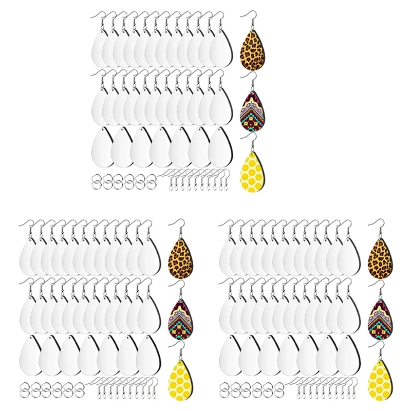 Boucles d'oreilles vierges en forme de larme inachevées par sublimation, boucles d'oreilles d'impression par transfert de chaleur, pendentif pour bijoux, bricolage, exécutif, 180 pièces