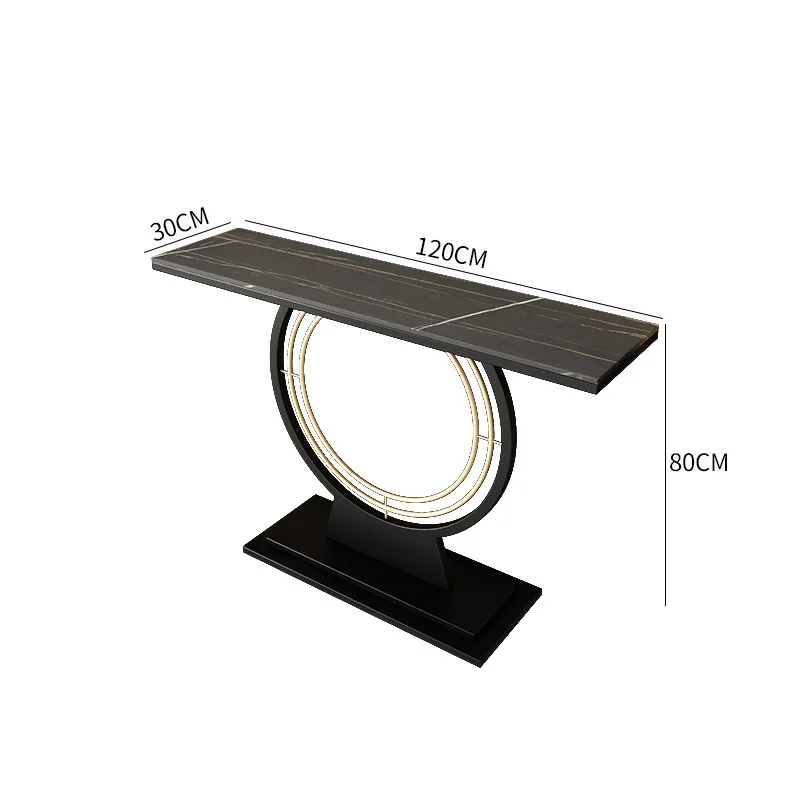 Light luxury modern living room simple against the wall rock slab art end view platform entrance