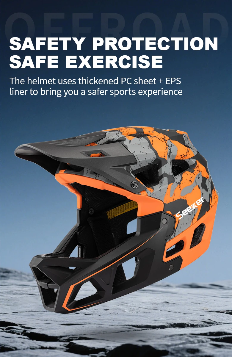 Seeker Mountainbike Tarnmuster Offroad Vollvisierhelm Leichtgewicht Outdoor Downhill Fahrrad Sicherheitsausrüstung – Detail 1