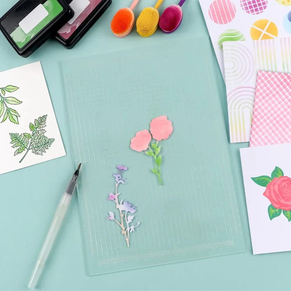 

Многоразовый противоскользящий коврик формата А4, прозрачный фотополимерный липкий коврик для трафарета, бумага для фиксации, надежное трафаретное, штамп или смесь чернил