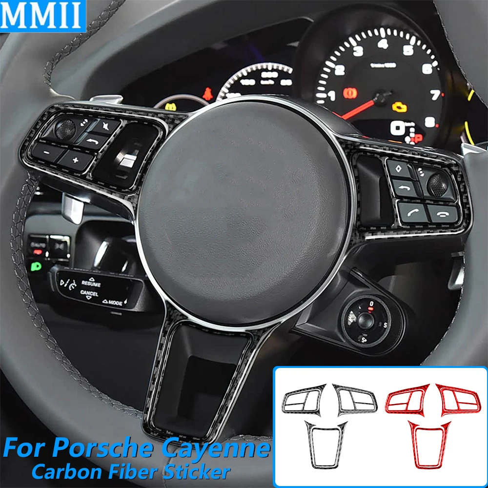 

Для Porsche Cayenne 9Y0 9YA 9YB E3 2018-2023: накладка на кнопки рулевого колеса из углеродного волокна, декоративная рамка, аксессуары для автомобиля, наклейка