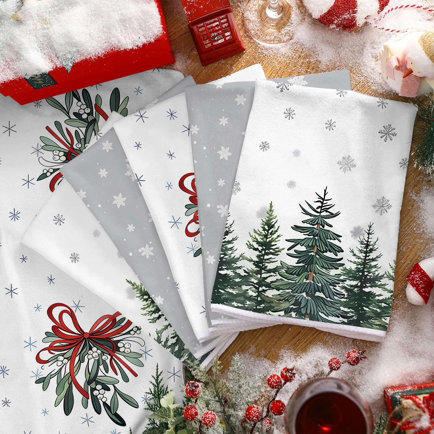 2/4/pcs Christmas Kitchen Towe - Home Textiles Towel Set ulasan dan harga
