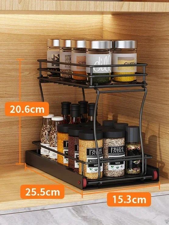 Sliding Drawer Under Sink Organizer Kitchen 2 Layer Multipurpose Rack Cabinet Under Sink Storage Rack Bathroom Kitchen Organizer