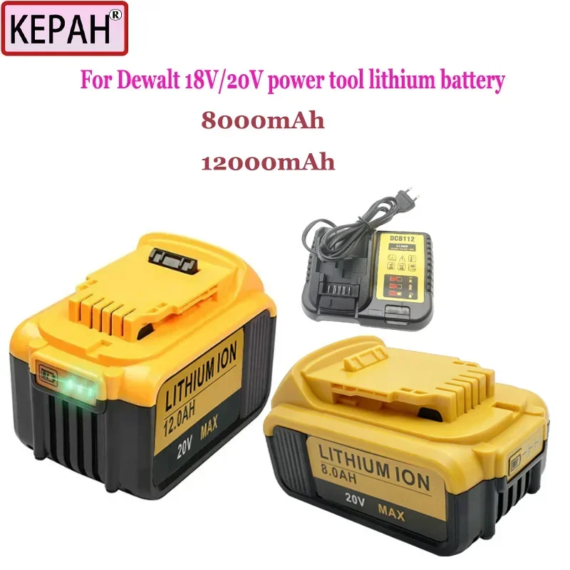 For Dewalt 20V/18V 8Ah 12Ah lithium battery, replace DCB200 DCB612 DCB205,Electric drills, screwdrivers, polishing machines, etc