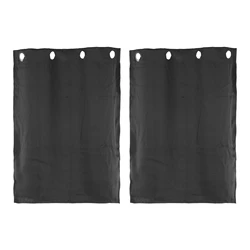 Short Tier Curtains Small Grommet Window Curtain Short Cabinet Blackout Drapes for Kitchen Bathroom 2 Panels Black Dark Gray