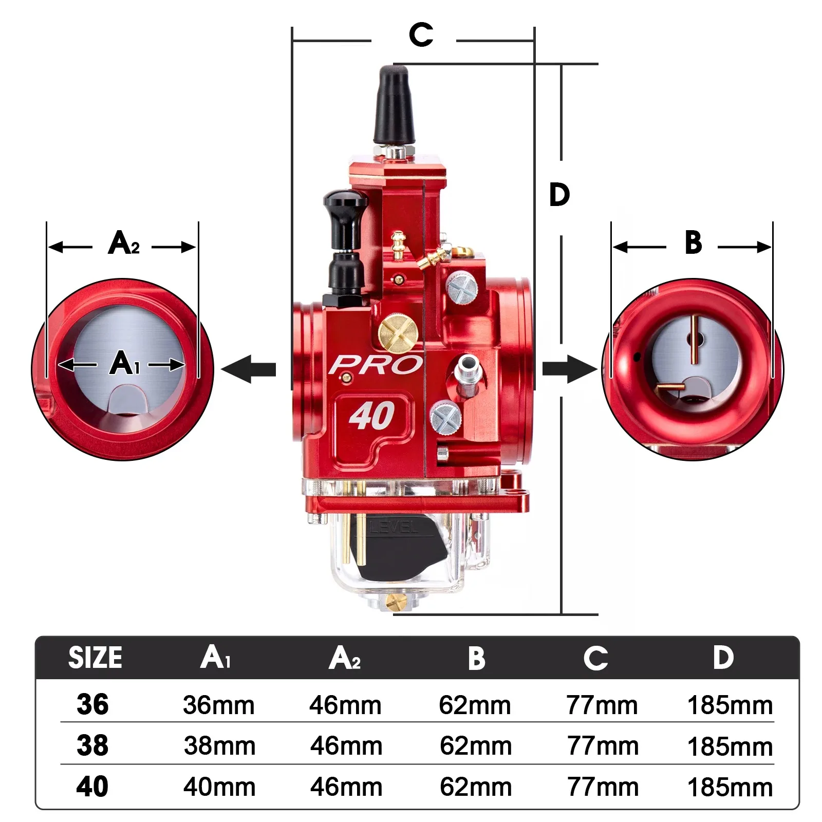 KENADA RAICNG Carburetor High Performance CNC Engine For Pro-Series 36 38 40mm 2-Stroke YZ RM CR KX 125cc-300cc Dirt Bike