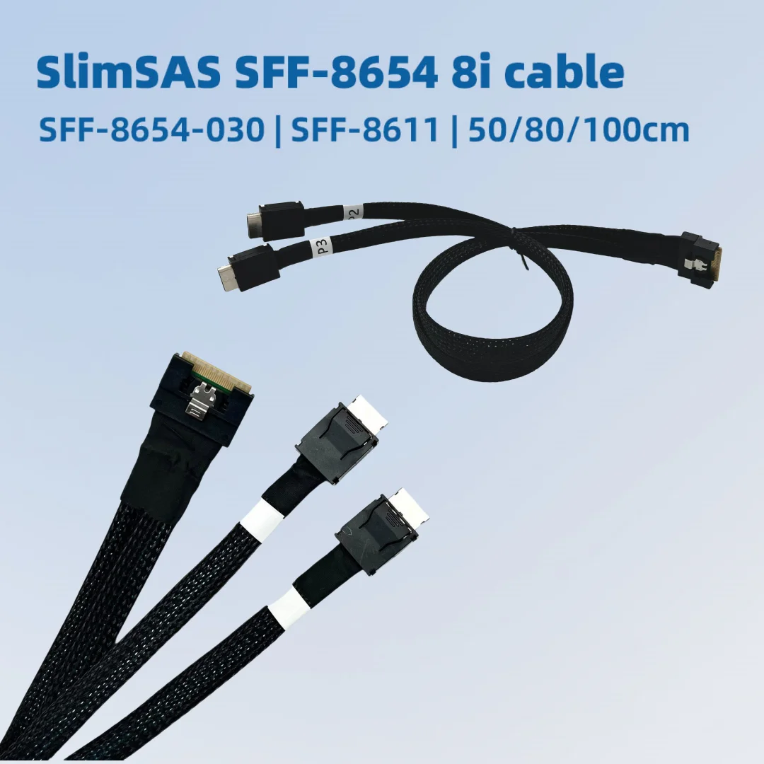 

SlimSAS SFF-8654 8i к SFF-8611 OCuLink Разделенный удлинительный кабель Riser PCIe 4,0 X16 к X16/X8 X8 Плата адаптера видеокарты