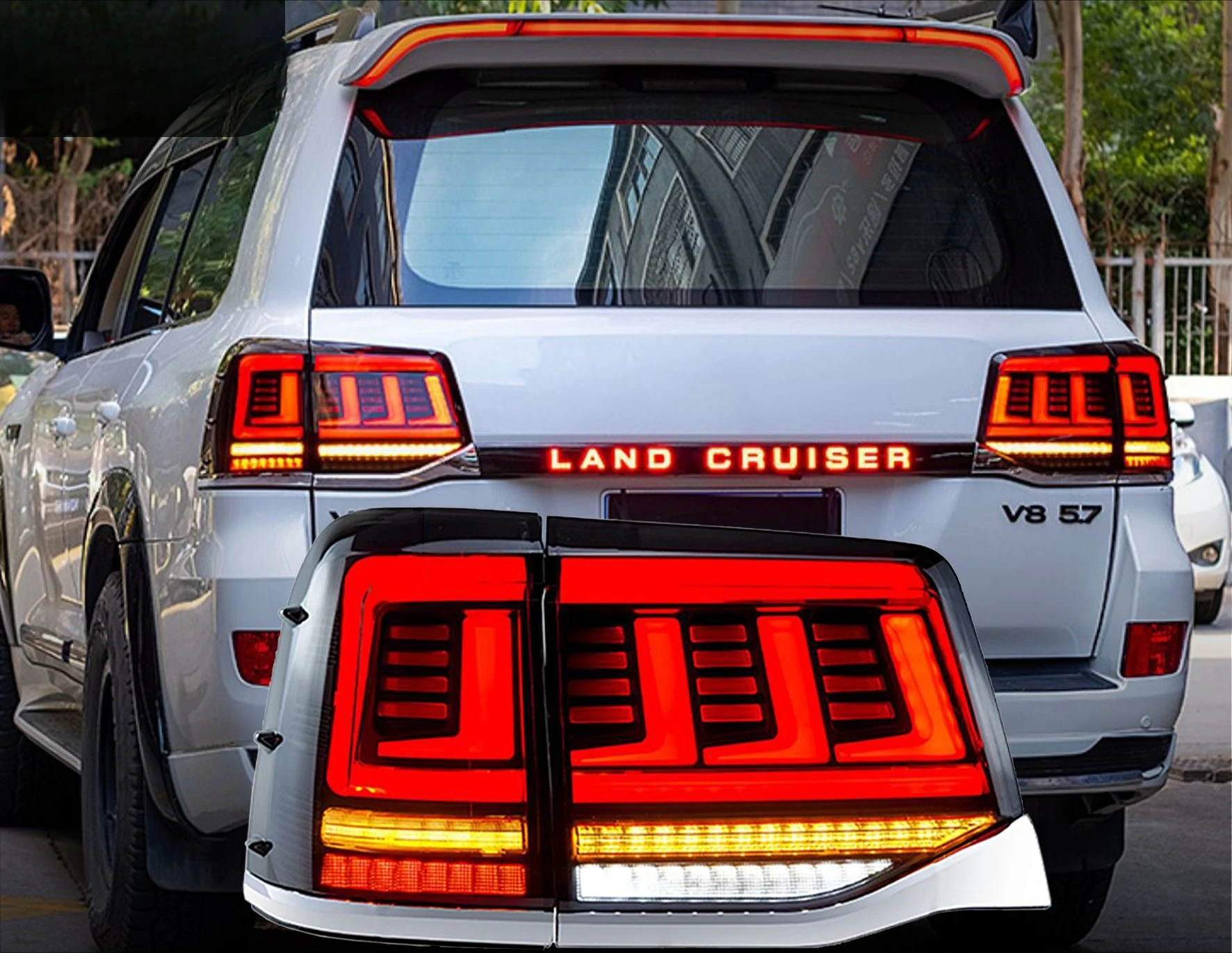 16-20 Landcool Luze tail light assembly modified LED streamer steering LC200LED rear tail light