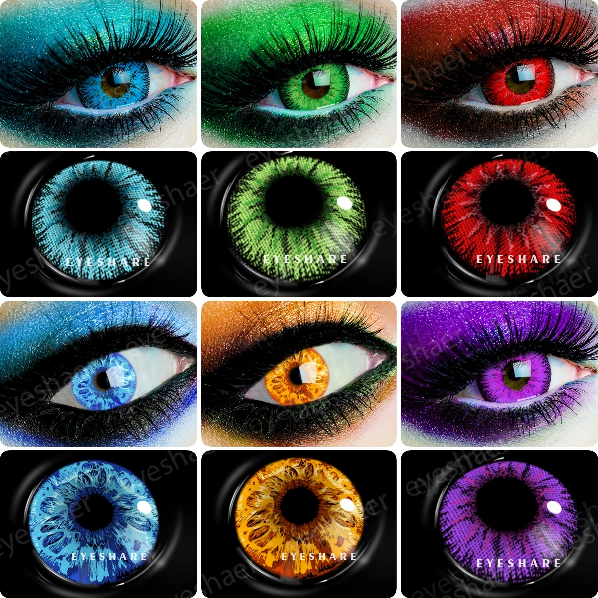 EYESHARE 2pcs Cosplay Anime Eyes Lenses for Eyes AYY Series Colored Lenses Makeup Beauty Halloween Red Lenses EyesContact Lenses