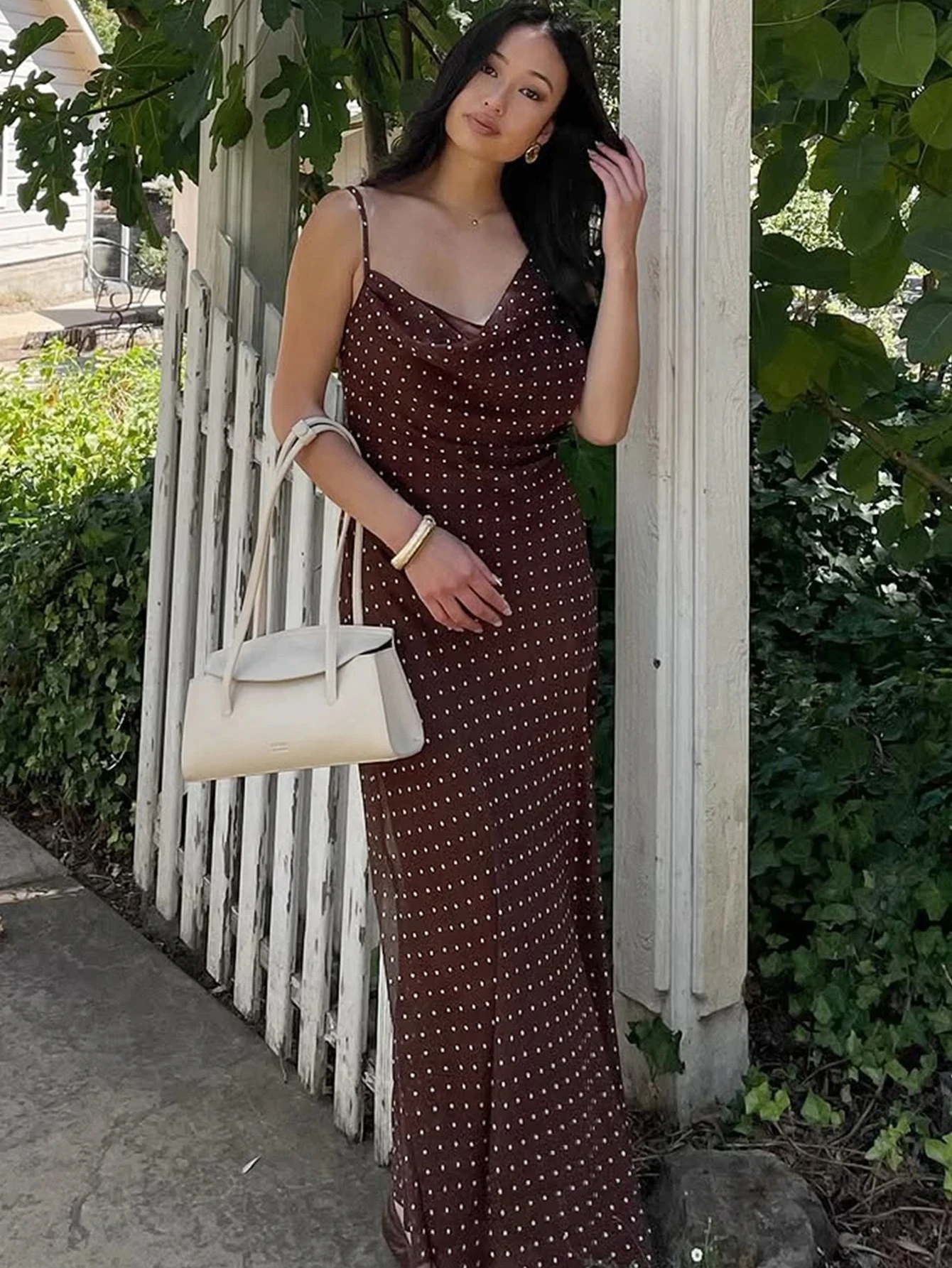 Sommer Neueste Mode Ärmelloses Backless Polka Dot Mesh Langes Kleid Frauen Sexy Elegante Kleidung Party Club Prom Outfit