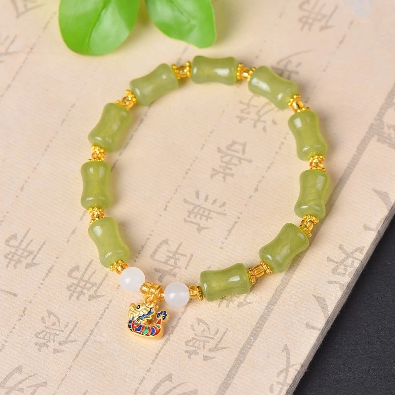 

New Natural Gold Silk Jade Clear Water Bamboo Bracelet, Exquisite and Fashionable Versatile Bracelet.