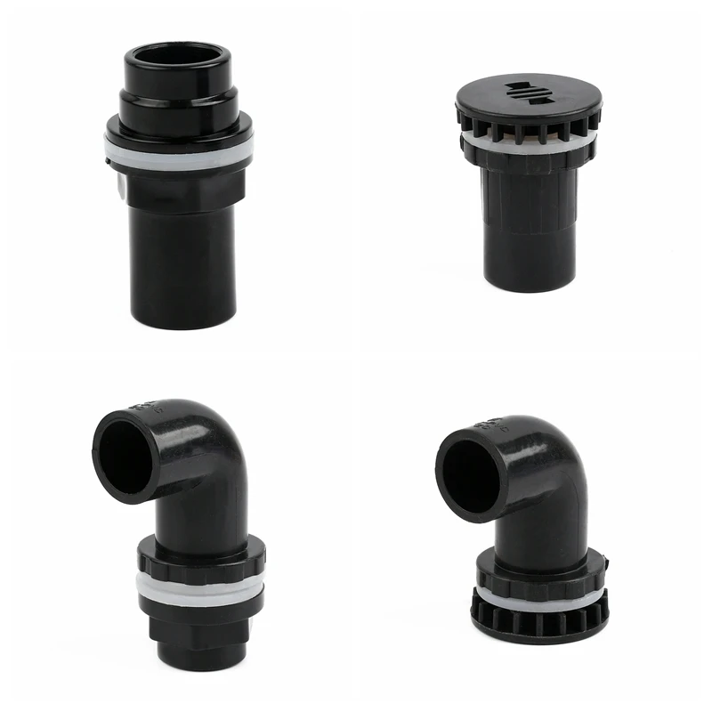 1PC Black I.D 20/25/32/40/50mm PVC Aquarium Drain Joints Water Tank Supply Fish Tank Connector Straight Outlet Fitting Overflow