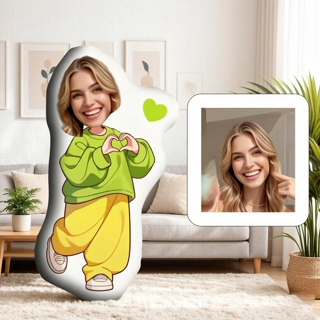 Personal Portrait Custom Fun Pillow, Cute Girl Image Design, Sofa Embellishment Pillow Anniversary Commemorative Creative Gift