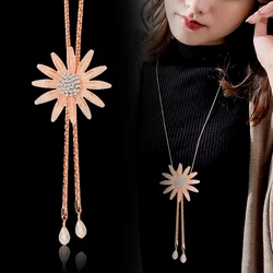 SINLEERY acrylic flower tassels pendant long necklace chain for women fashion accessories jewelry MY266