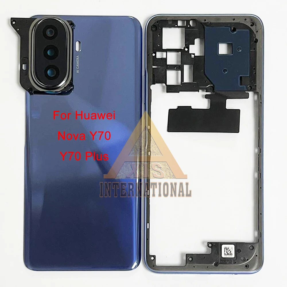 6.75\'\' Grade AAA For Huawei Nova Y70 Back Battery Cover Housing+Camera Frame For Nova Y70 Plus Back Cover Middle Frame+Sticker