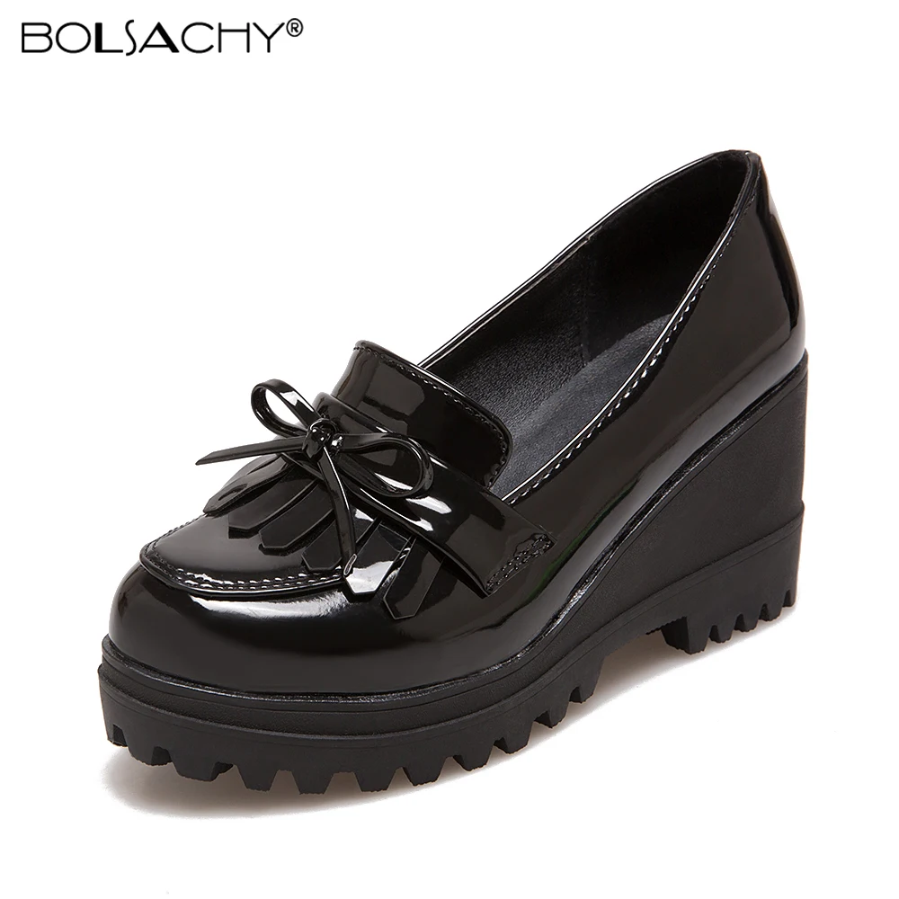 Womens Loafers Shoes Round Toe Wedges Female Footwear Fashion Women Autumn Oxfords Platform Pumps Casual Sneaker Slip-on Shoe