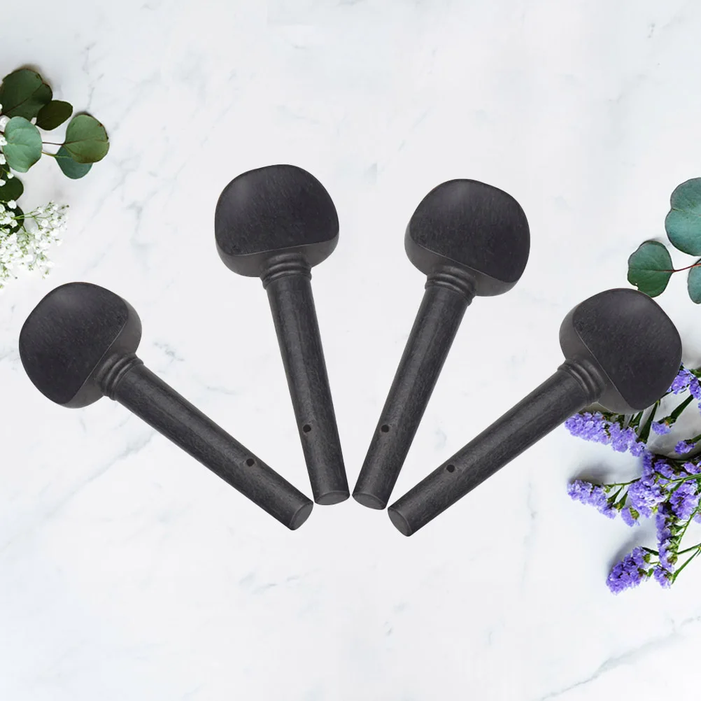 

4Pcs Ebony Wood Violin Tuning Pegs Replacement DIY Smooth Durable Fiddle Parts String Instrument Accessories Violin Tuning Pegs