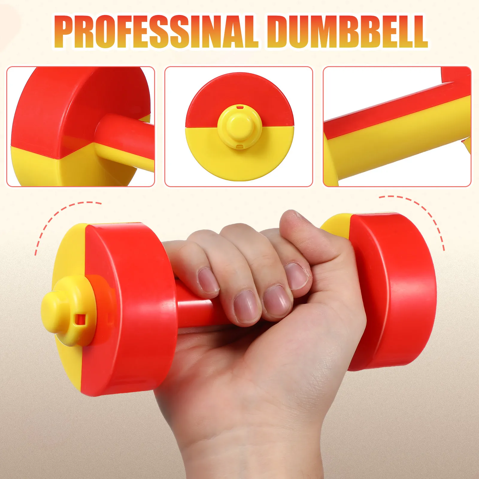 1Pair Plastic Dumbbell Children Fitness Supplies Early Education Small Kids Weights Gym Exercise Random Color Red Yellow