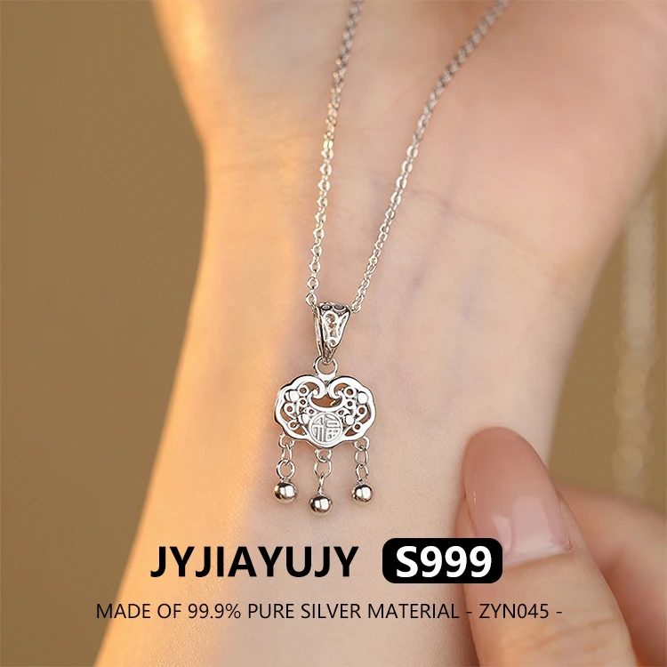 

JYJIAYUJY 100% Whole Original Fine Silver S999 Pendant Necklace Longevity Locket Fashion Woman Jewelry Gift Daily Use ZYN045