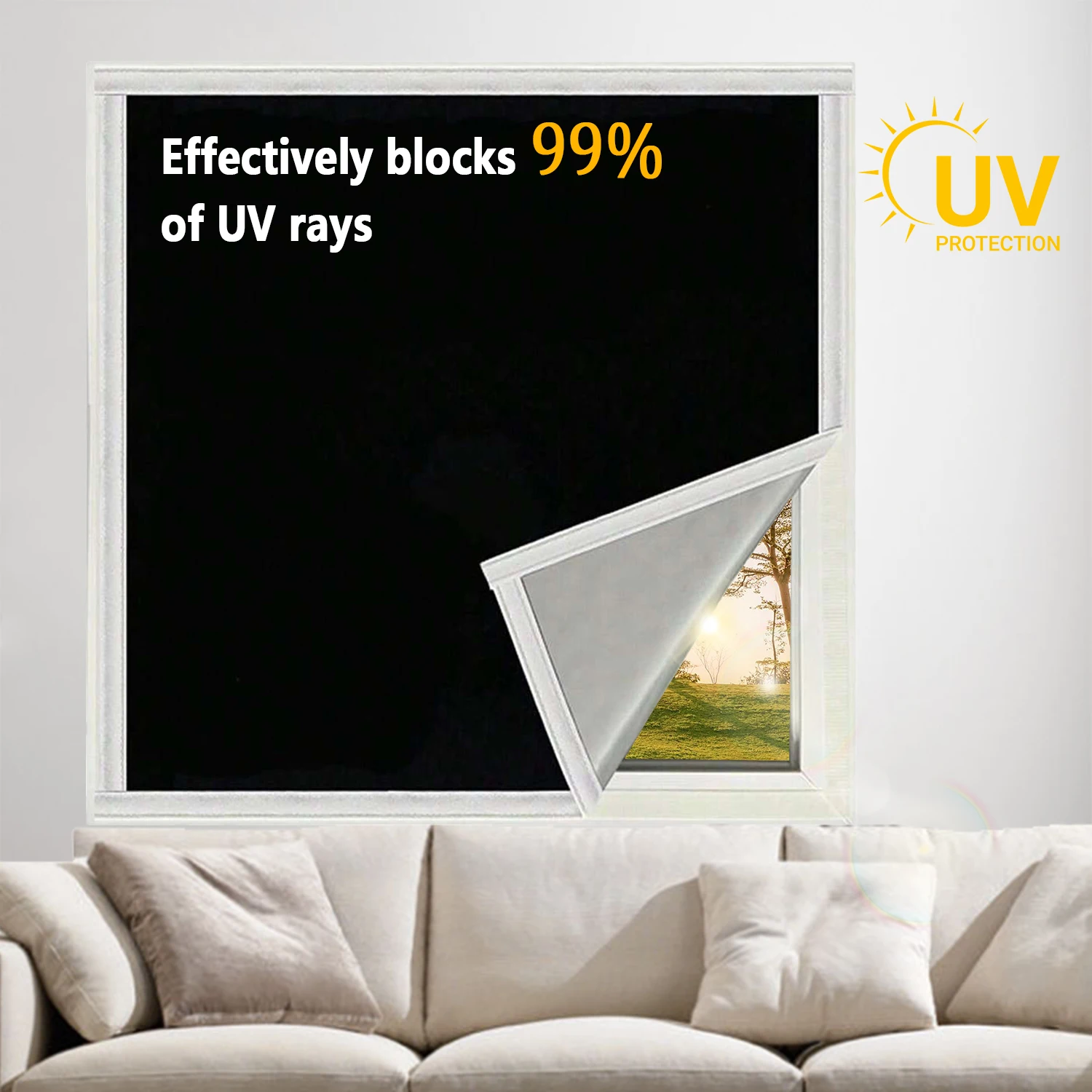Summer sunscreen and blackout curtains, portable high-temperature barrier curtains, non perforated self-adhesive curtains