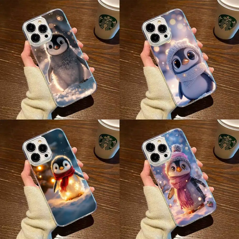 

PENGUIN SNOW LIGHT cartoon Phone Case For iPhone17,16,15,14,13,12,11 Plus,Pro Max Soft Transparent Cover