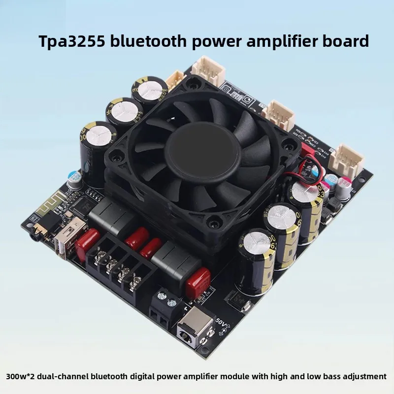 Tpa3255 bluetooth amplifier board, 300w*2 dual-channel, with separate potentiometers for treble and bass adjustment