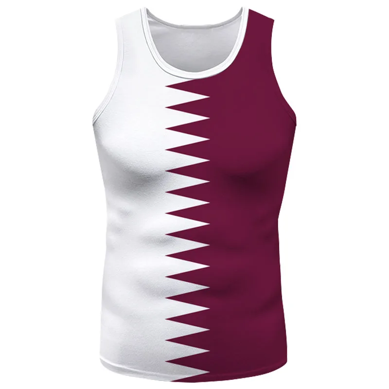 State Of Qatar Vest Diy Free Custom Made Name Qat Tank Top Nation Flag Qa Arab Arabic Country Print Photo Sleeveless T-Shirt