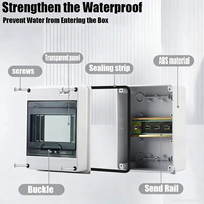 HT Series Junction Box IP65 Waterproof Distribution Box 2/3/5/8/12/15/18/24WAY ABS Plastic Electrical Enclosure