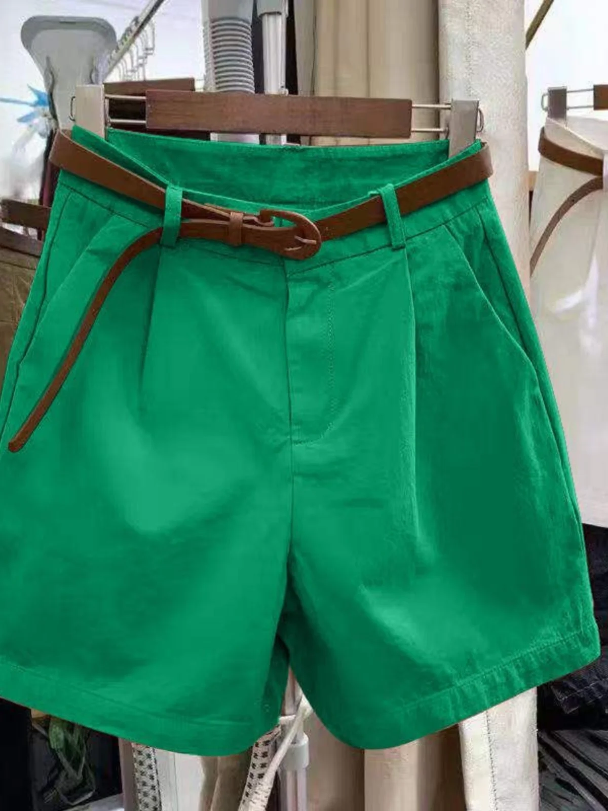 High Waist Cotton Shorts Women's Loose Fit Summer Casual Pants Thin Material Wide Leg Outerwear Thin Five-Point Pants