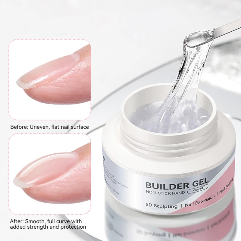 BORN PRETTY 60g 1/2pcs Clear Non Stick Hand Builder Gel Nail Polish Quick Solid Building Nails 5D Sculpting Nail Extension Gel