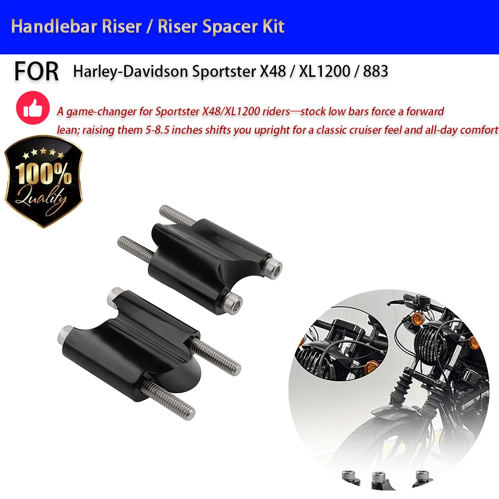 For Harley Sportster X48 XL1200 Handlebar Risers 2-8.5 Inch CNC Aluminum No-Drill Accesorios Moto Accessori Moto