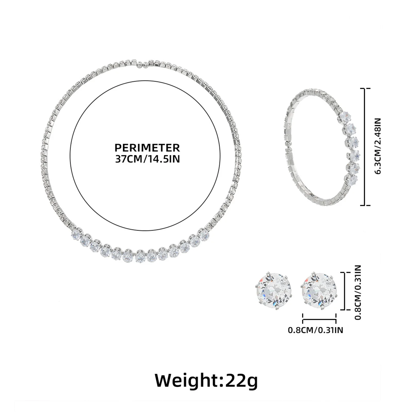 Bridal Jewelry Set Necklace Earrings Bracelet Rhinestone Alloy Stage Party