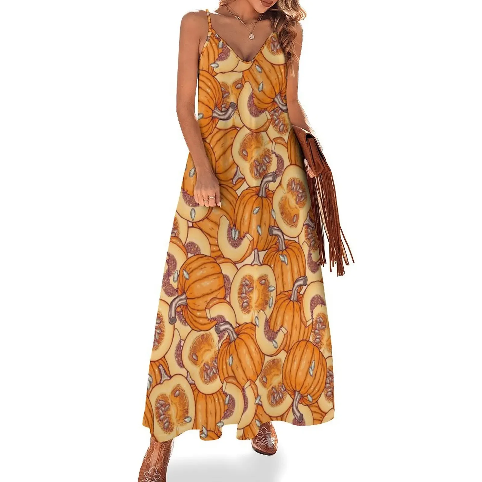 

pumpkin dream Sleeveless Dress summer dresses loose summer dress Dress
