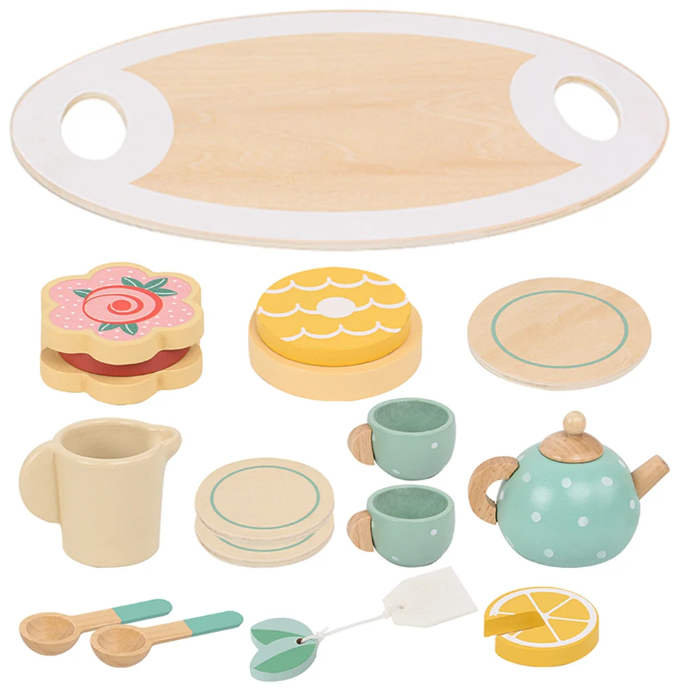 1 Set Bambini Fai finta di giocare Simulazione Cucina Giocattolo Teiera in legno Tazza da tè mini set da tè mini teaware