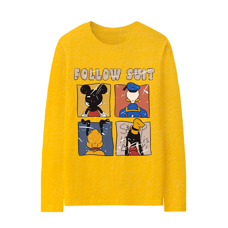 

Cartoon Disney T-shirt women's autumn new pure cotton women's clothing long-sleeved loose casual new cute Donald Duck top