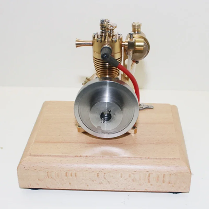 Modello di motore monocilindrico raffreddato ad aria verticale M19 Mini motore in ottone a quattro tempi con base in legno Regalo creativo