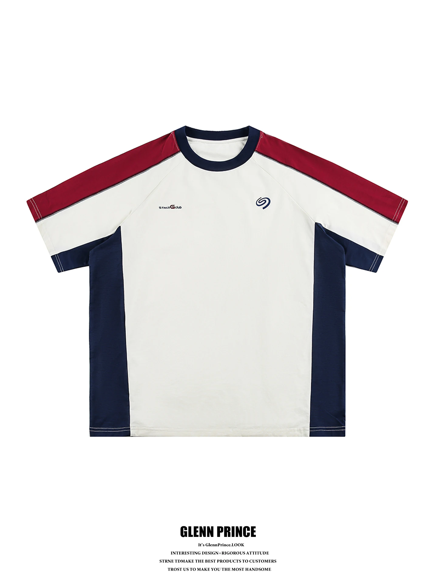 

American Retro Splice Color Contrast Quick Dry Shoulder Insert Short Sleeve T-Shirt Men Outdoor Moisture Wicking Breathable Tee