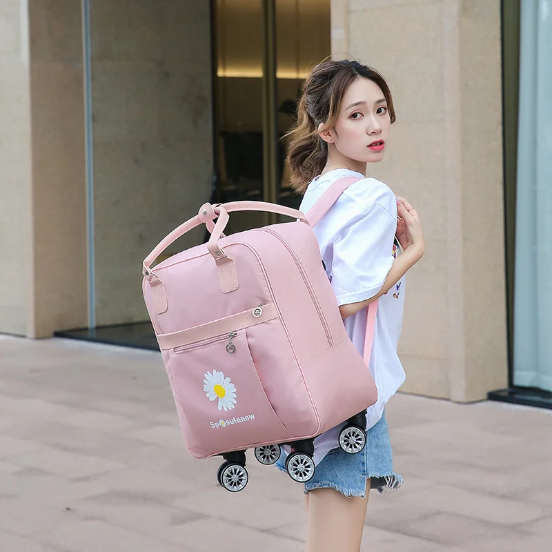 Women Travel Trolley Bag Rolling Luggage Bags Travel Backpack Bag With Wheeled Backpack Waterproof Multifunctional Suitcase