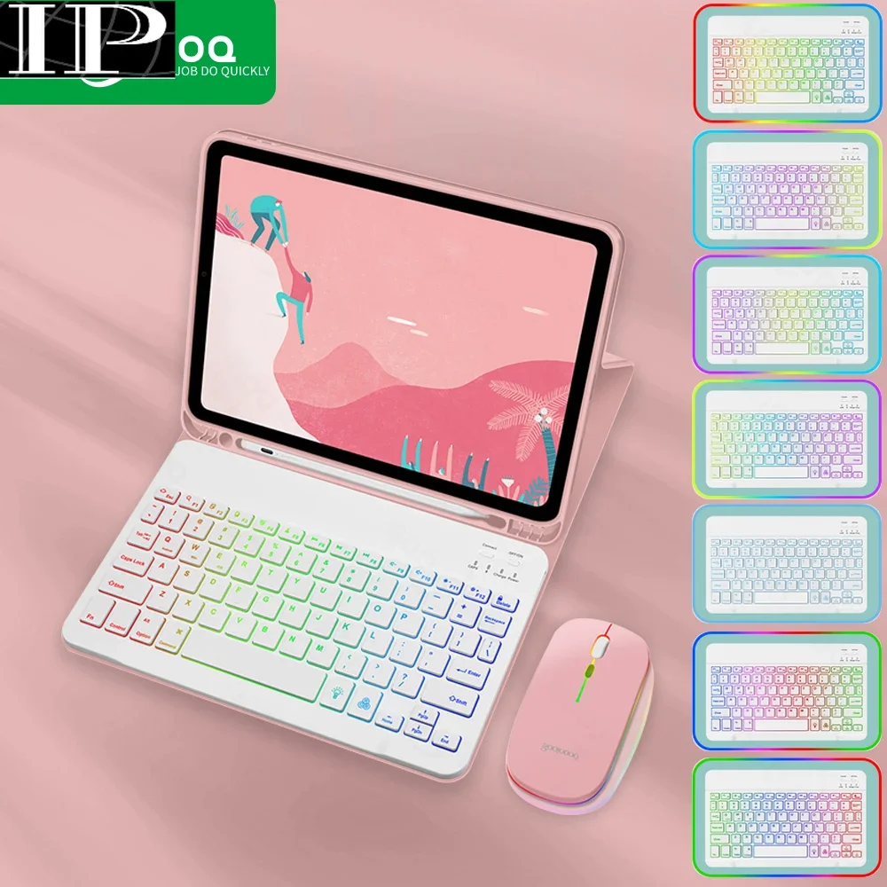 For iPad Air 5 4 Case with RGB Keyboard for iPad Pro 11 Case funda iPad 9th 10th Generation Case 10.9 10.2 8th Magic Keyboard